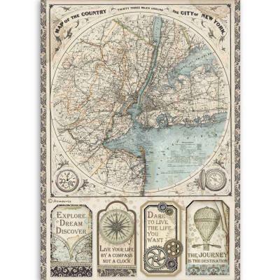 Stamperia Sir Vagabond Rice Paper - Map of New York